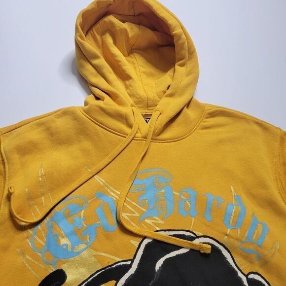 $125 NEW L ED HARDY BLACK CAT TATTOO STREETWEAR GOLD HOODIE SWEATSHIRT LARGE NWT - Picture 9 of 12